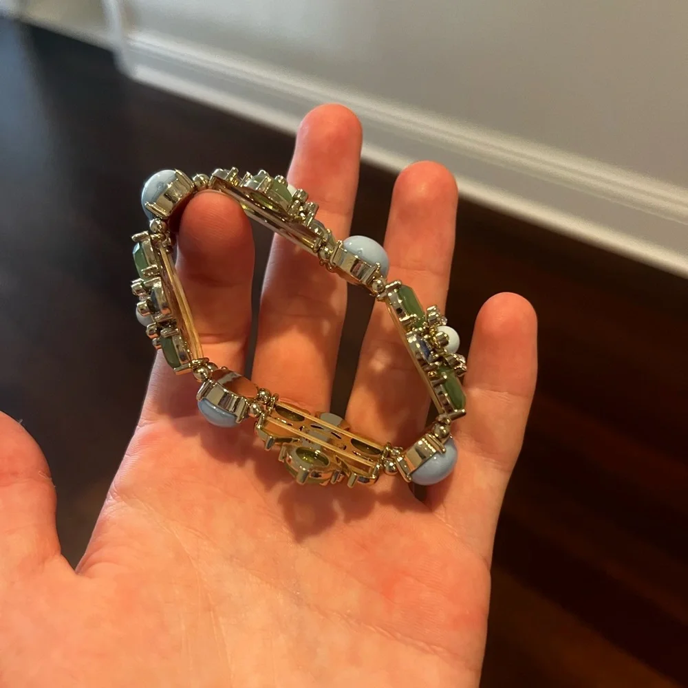 Floral Gemstone Bracelet in Green and Blue - Picture 2 of 3